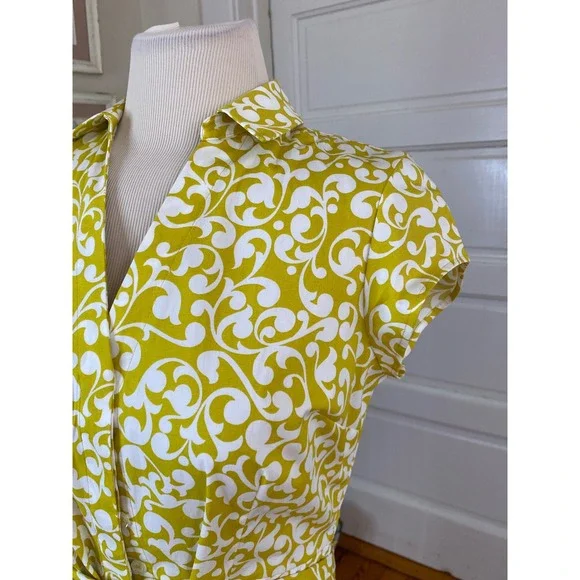 Boden shirt dress yellow Sz 6p A-Line Belted - Picture 4 of 10